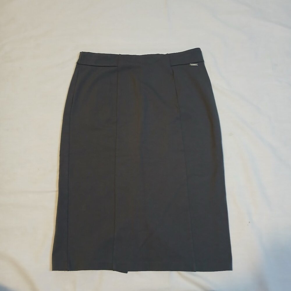 T Tahari Women's Medium Pencil Skirt Stretch Charcoal Grey Tummy Control